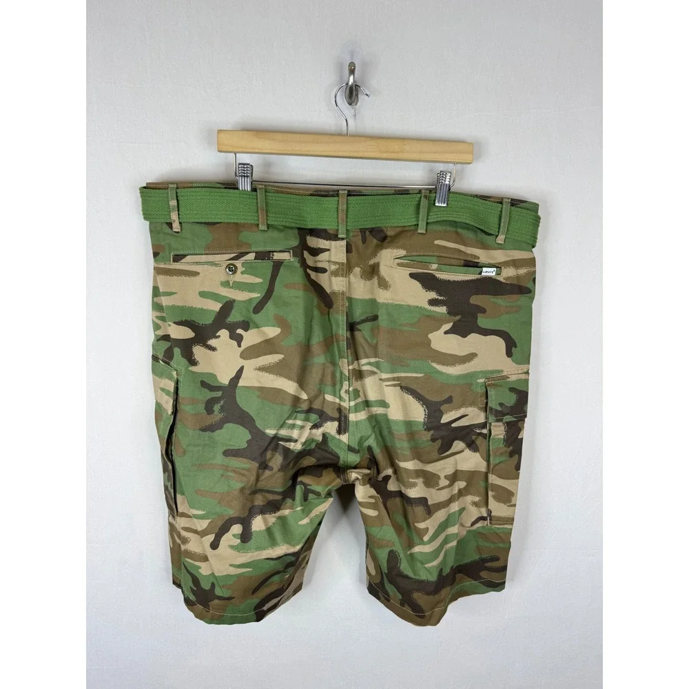 Levis Mens Camo Cargo Shorts Green Woodland‎ Camouflage with Belt W44 PC9-23243